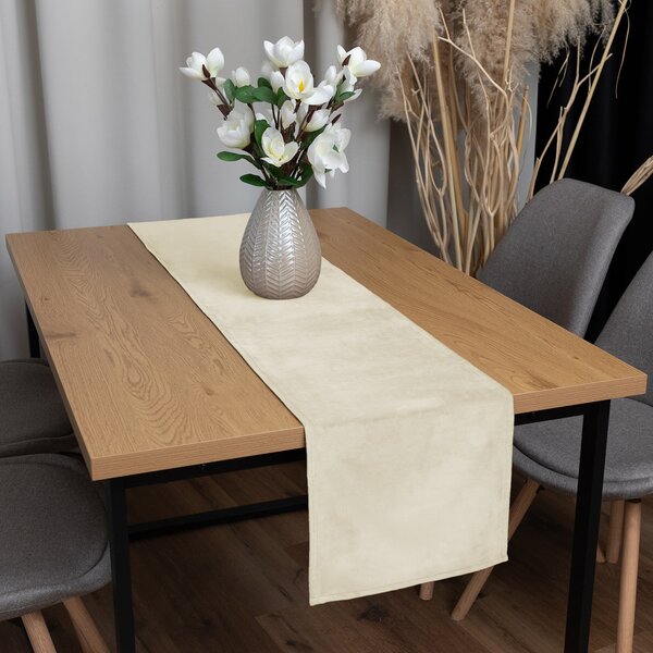 Biante Zamatový behúň na stôl Velvet Prémium SVP-003 Smotanový 35x120 cm