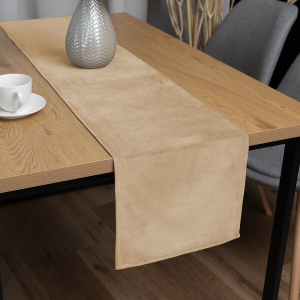 Biante Zamatový behúň na stôl Velvet Prémium SVP-006 Pieskovo béžový 35x120 cm