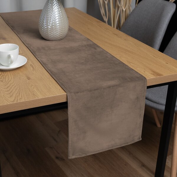 Biante Zamatový behúň na stôl Velvet Prémium SVP-005 Svetlo hnedý 35x120 cm