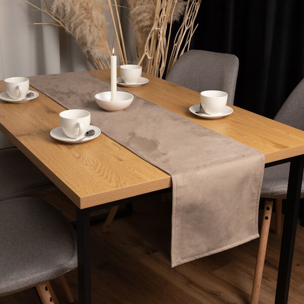 Biante Behúň na stôl/imitácia brúsenej kože Alcantara ALC-006 Béžový 20x120 cm