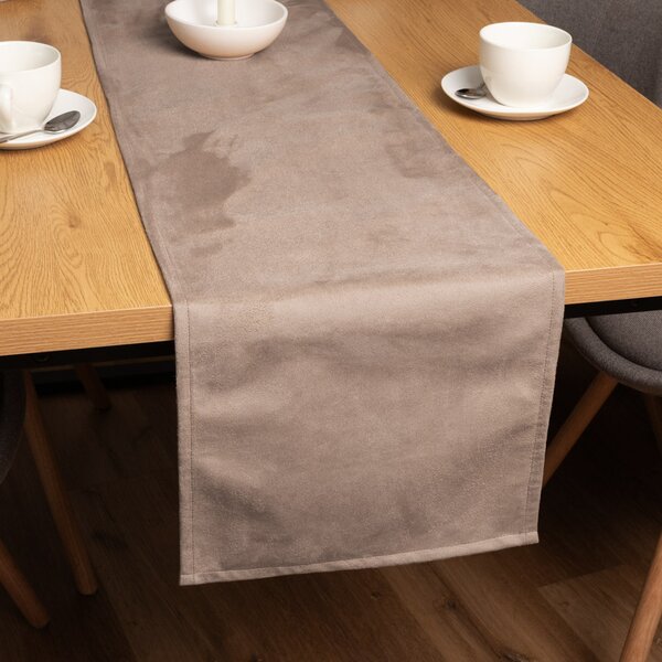 Biante Behúň na stôl/imitácia brúsenej kože Alcantara ALC-006 Béžový 20x120 cm