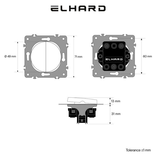 Elhard Okrúhly vypínač Rondo č.5 sériový, strieborný RD1005S