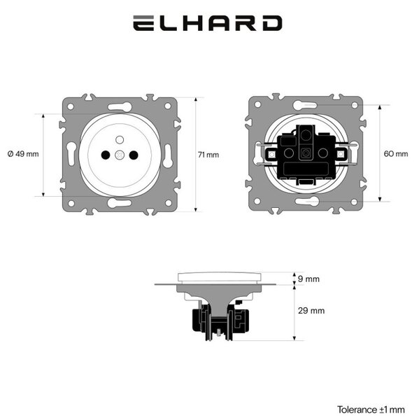 Elhard Okrúhla zásuvka Rondo, biela RD2000W