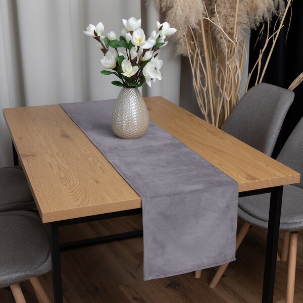 Biante Zamatový behúň na stôl Velvet Prémium SVP-013 Sivý 35x120 cm