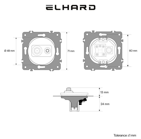Elhard TV+SAT zásuvka Rondo, biela RD2028W