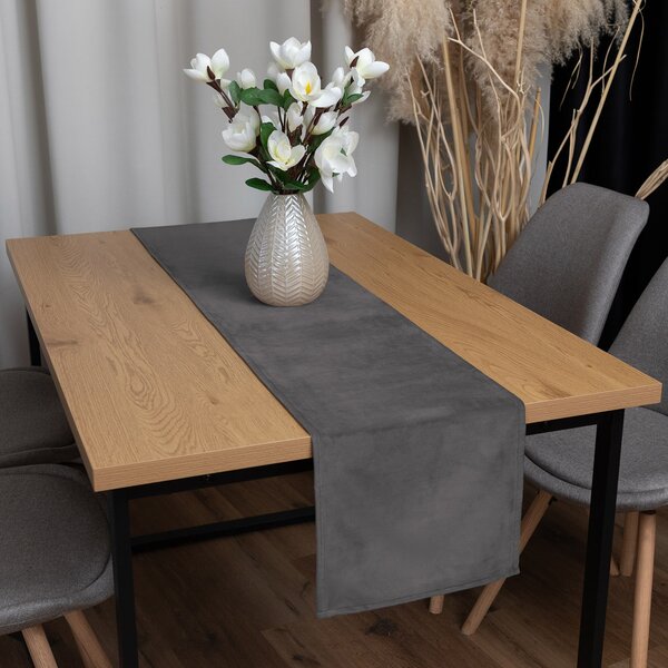Biante Zamatový behúň na stôl Velvet Prémium SVP-017 Tmavo sivý 35x120 cm
