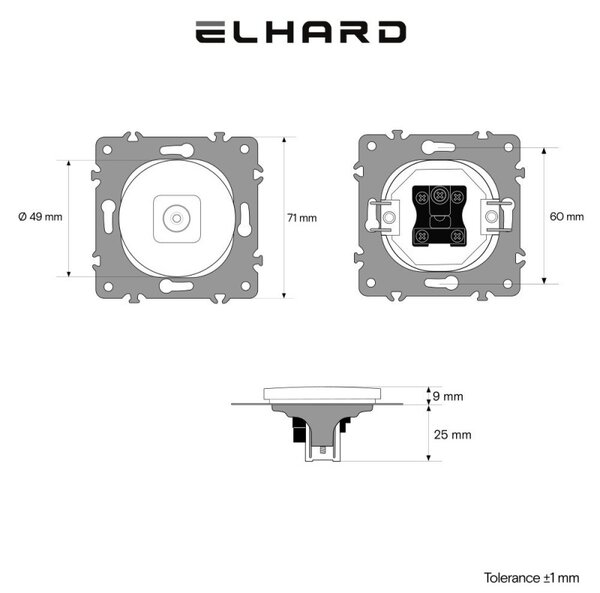 Elhard TV zásuvka Rondo, čierna RD2010B