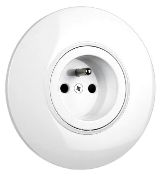 Elhard Okrúhla zásuvka Rondo s okrúhlym rámčekom, biela - kompletná RD6000W