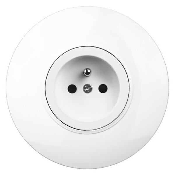 Elhard Okrúhla zásuvka Rondo s okrúhlym rámčekom, biela - kompletná RD6000W