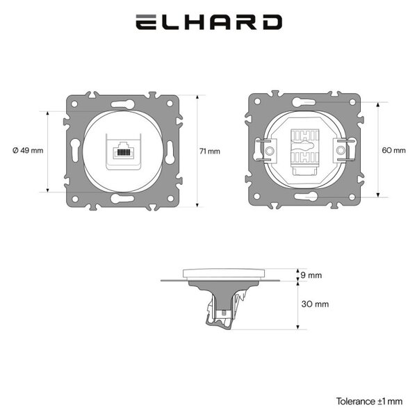 Elhard Dátová zásuvka Rondo RJ45, strieborná RD2021S