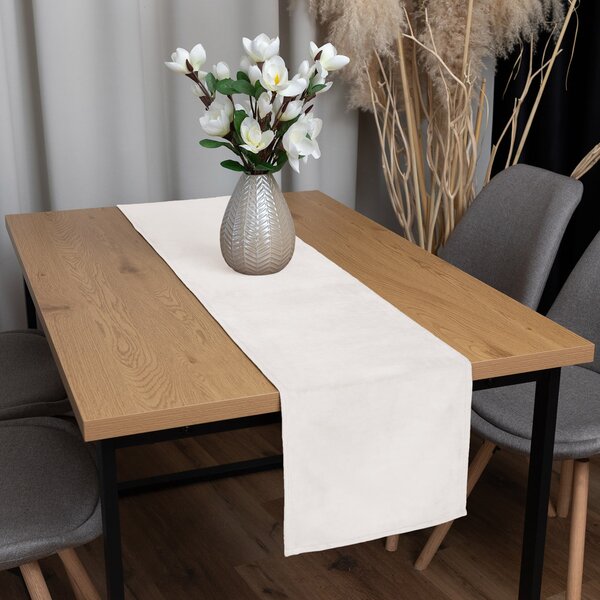 Biante Zamatový behúň na stôl Velvet Prémium SVP-024 Krémovo biely 35x140 cm