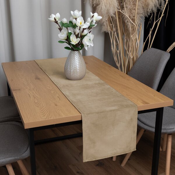 Biante Zamatový behúň na stôl Velvet Prémium SVP-026 Kávovo béžový 35x120 cm