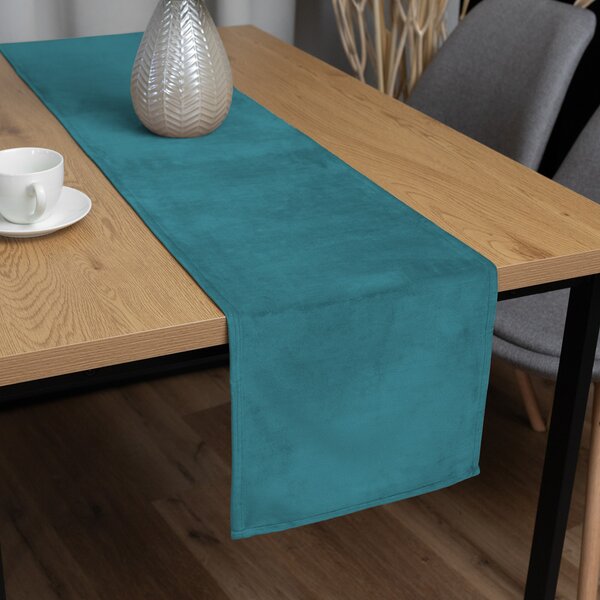 Biante Zamatový behúň na stôl Velvet Prémium SVP-035 Tyrkysovo modrý 35x120 cm