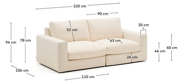 Béžová ženilková pohovka 220 cm Alea – Kave Home