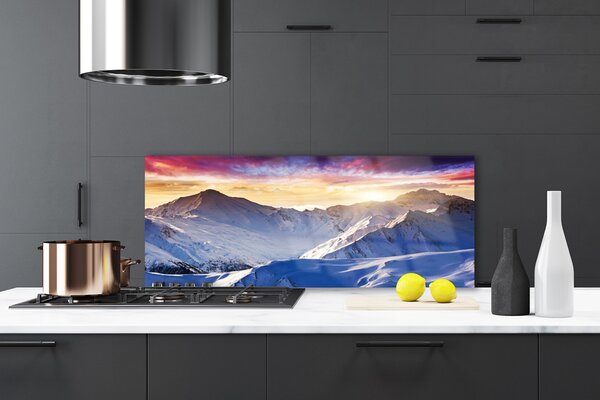 Sklenený obklad Do kuchyne Hory sneh príroda 125x50 cm