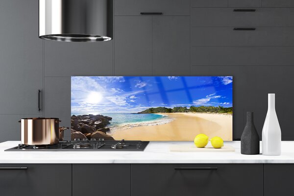 Sklenený obklad Do kuchyne Slnko more pláž krajina 125x50 cm