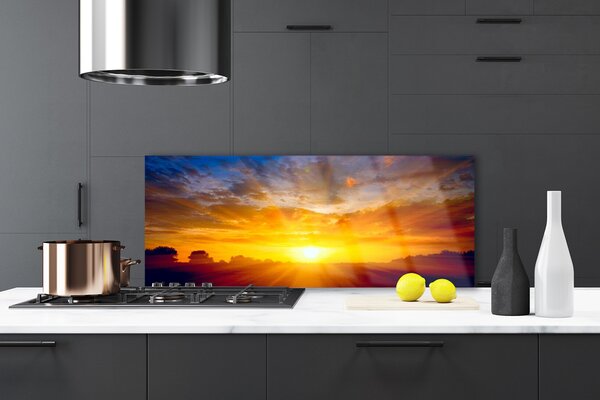 Sklenený obklad Do kuchyne Slnko nebo krajina 125x50 cm