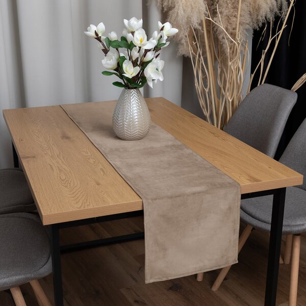 Biante Zamatový behúň na stôl Velvet Prémium SVP-042 Béžovohnedý 35x120 cm