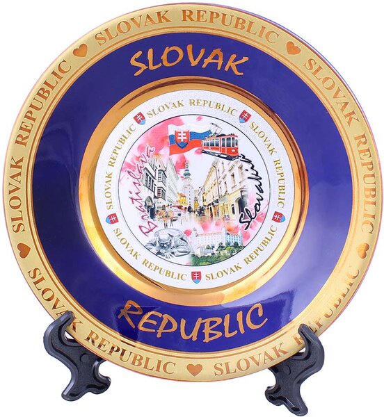 Porcelánový tanier dekoračný Slovensko 15,5cm (Plytký tanier z porcelánu ako slovenský suvenír)