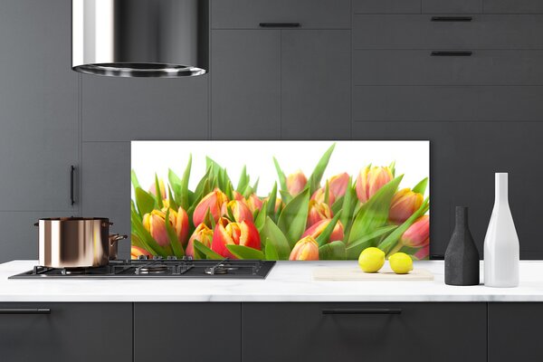 Sklenený obklad Do kuchyne Tulipány kvety rastlina 125x50 cm