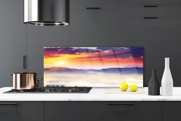 Sklenený obklad Do kuchyne Hora slnko krajina 125x50 cm