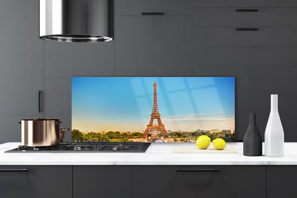 Sklenený obklad Do kuchyne Eiffelová veža paríž 125x50 cm