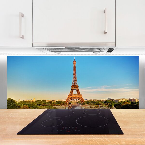 Sklenený obklad Do kuchyne Eiffelová veža paríž 125x50 cm