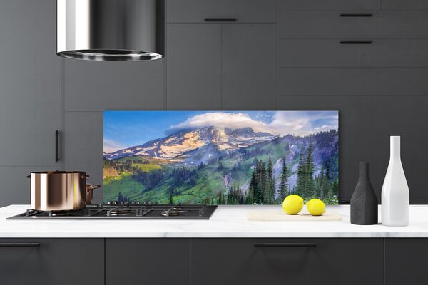 Sklenený obklad Do kuchyne Hora les príroda 125x50 cm