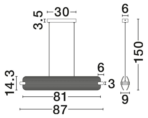 LED luster Emery 41W – Čierna