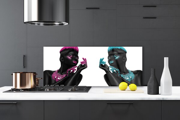 Sklenený obklad Do kuchyne Postavy umenie 125x50 cm