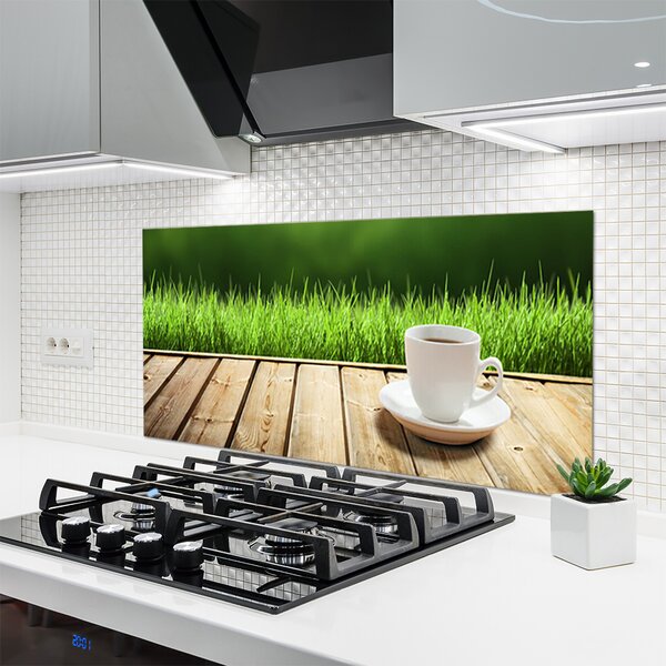 Sklenený obklad Do kuchyne Tráva hrnček príroda 120x60 cm