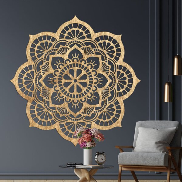 Drevená dekorácia na stenu mandala symbolika lotosový kvet I SENTOP PR0204