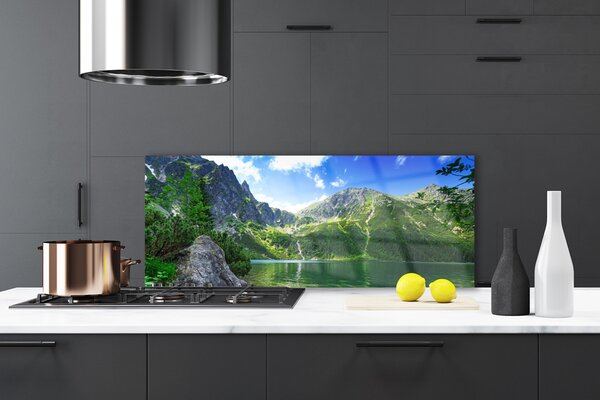 Sklenený obklad Do kuchyne Hora jazero príroda 125x50 cm