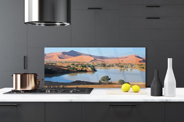 Sklenený obklad Do kuchyne Jazero púšť krajina 125x50 cm