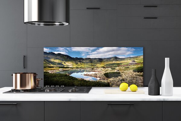 Sklenený obklad Do kuchyne Hora jazero príroda 125x50 cm
