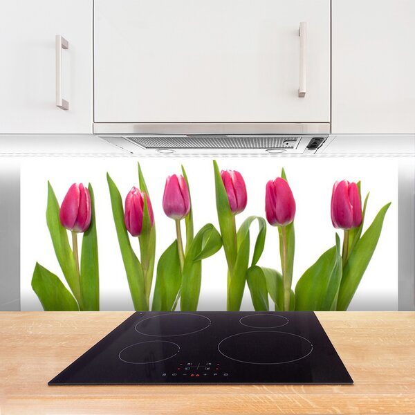 Sklenený obklad Do kuchyne Tulipány kvety rastlina 125x50 cm