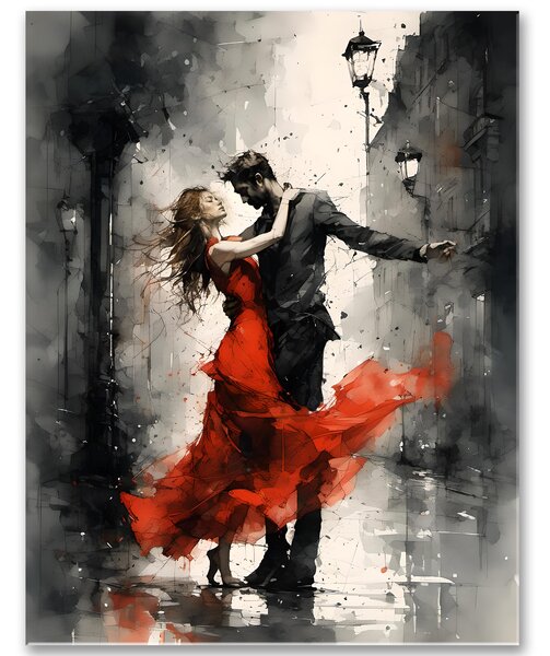 V objatí noci- Romantický obraz plný vášne 30x40cm