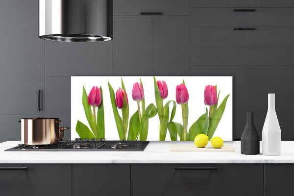 Sklenený obklad Do kuchyne Tulipány kvety rastlina 125x50 cm