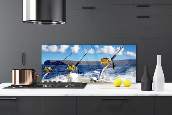 Sklenený obklad Do kuchyne Rybárčenie more príroda 125x50 cm