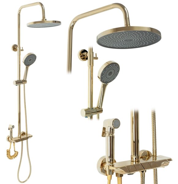 Rea Max, termostatický sprchový set s batériou, zlatá lesklá, REA-P6617