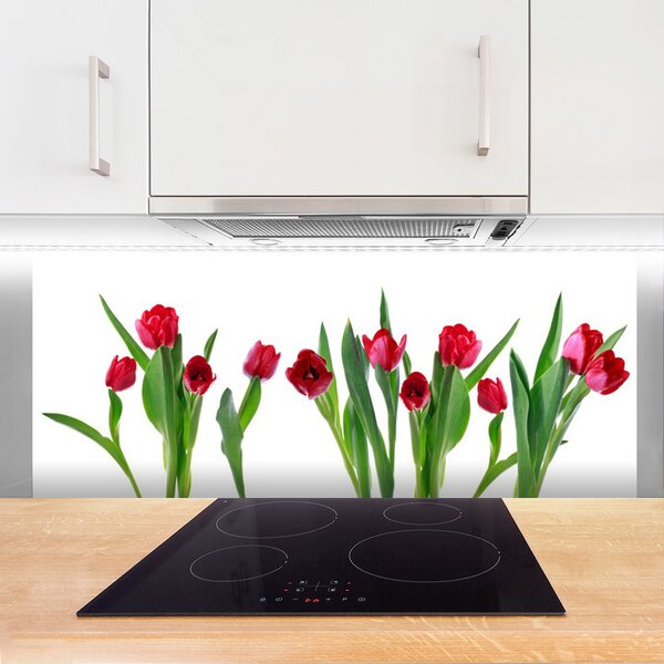 Sklenený obklad Do kuchyne Tulipány kvety rastlina 125x50 cm