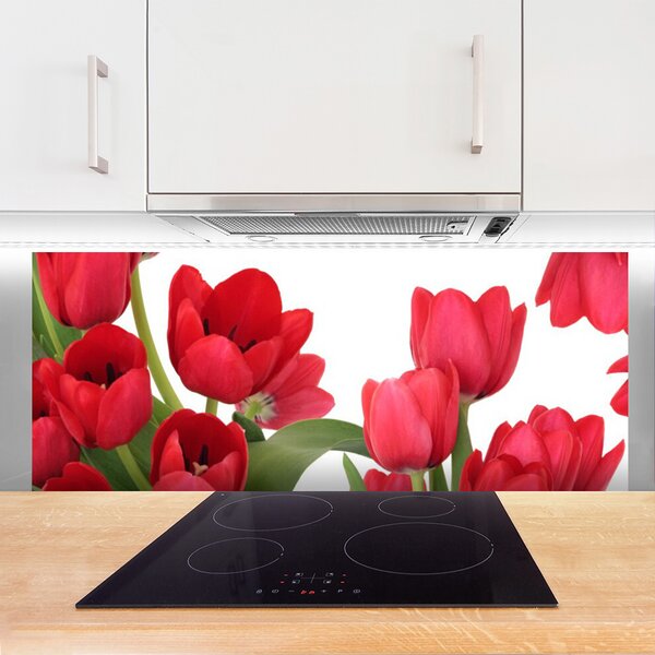 Sklenený obklad Do kuchyne Tulipány kvety rastlina 125x50 cm