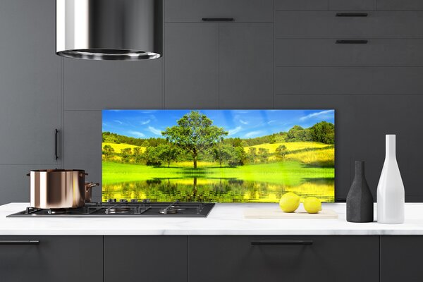 Sklenený obklad Do kuchyne Lúka strom príroda 125x50 cm