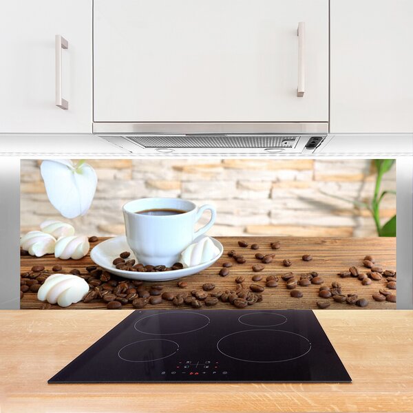 Sklenený obklad Do kuchyne Hrnček káva zrnká kuchyňa 125x50 cm