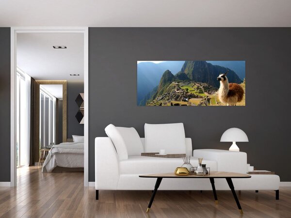 Obrázok - Lama a Machu Picchu (120x50 cm)