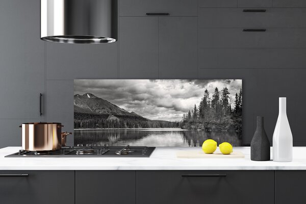 Sklenený obklad Do kuchyne Hora les jazero príroda 125x50 cm