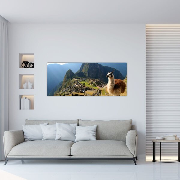 Obrázok - Lama a Machu Picchu (120x50 cm)