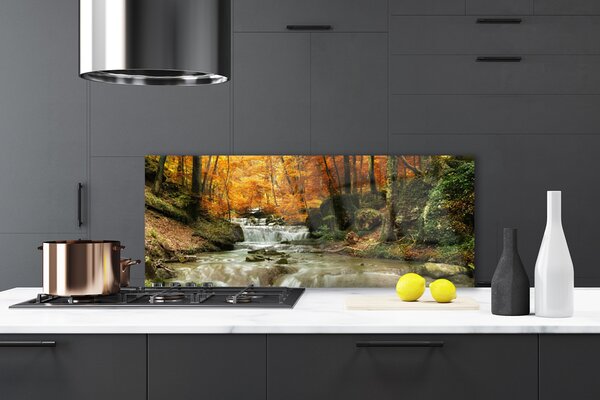 Sklenený obklad Do kuchyne Vodopád les príroda 125x50 cm