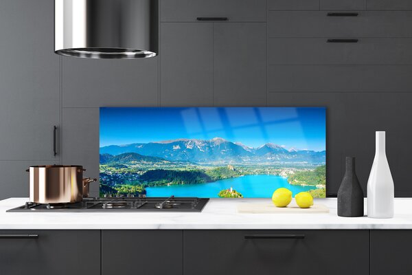 Sklenený obklad Do kuchyne Hora jazero príroda 125x50 cm