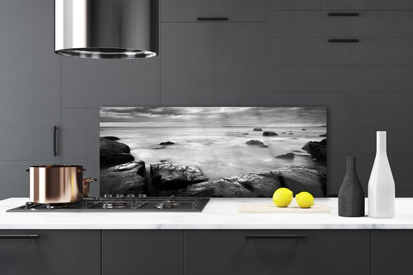 Sklenený obklad Do kuchyne Skala more príroda 125x50 cm